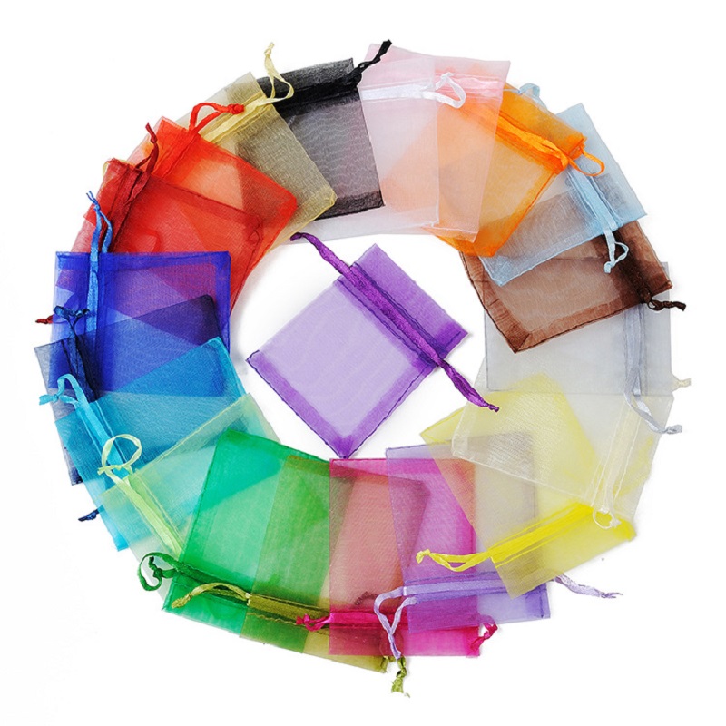 SGS48 Organza-laukku häihin myynninedistämispakkauspussi lahja kiristysnauha Organza-laukku viiniolutölkkipulloille