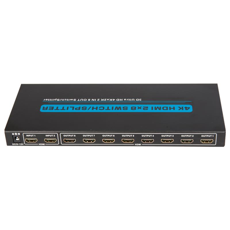 4K / 30Hz HDMI 2x8 -kytkin / jakaja tukee 3D Ultra HD 4Kx2K / 30Hz: tä