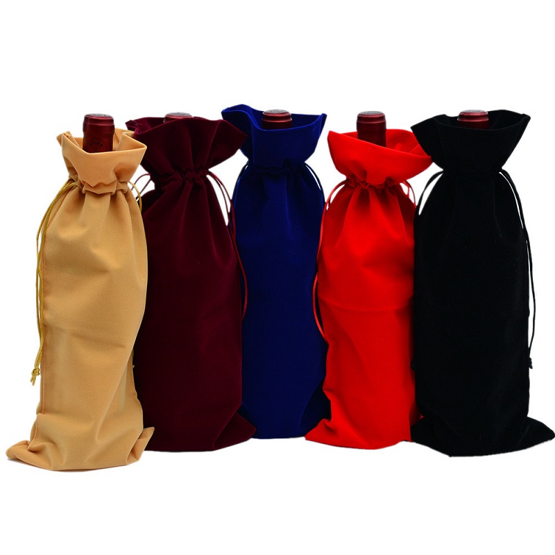 SSS54 Custom Velvet Pouch Wine Bottle Protector Carrier Bag Champagne Bottle Covers Tukkukauppa