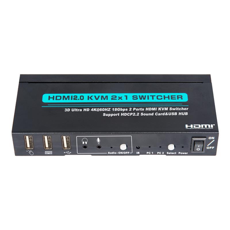 V2.0 HDMI KVM 2x1 -kytkin tukee 3D Ultra HD 4Kx2K / 60Hz