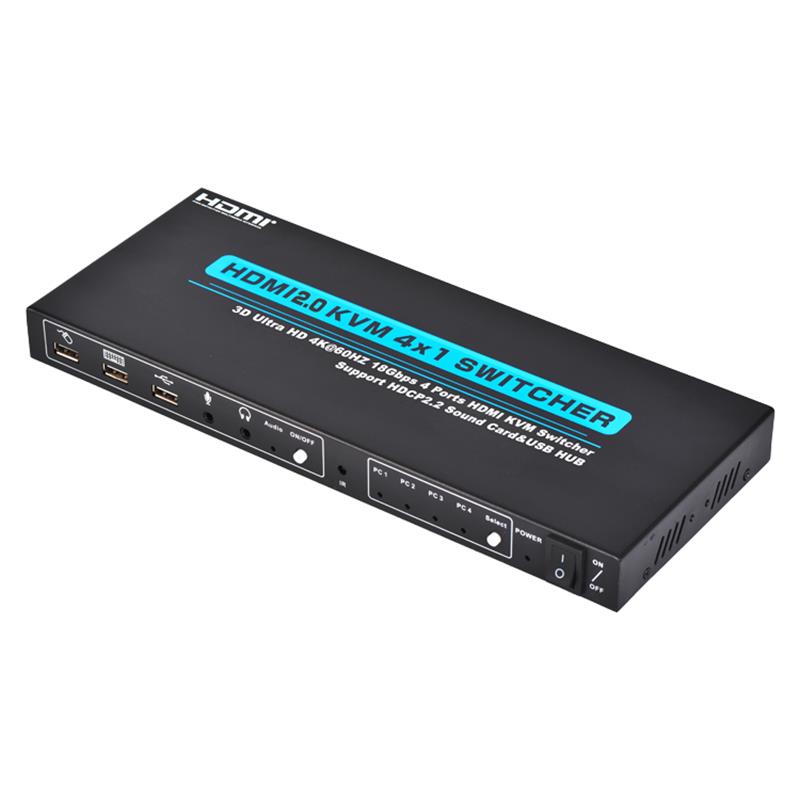 V2.0 HDMI KVM 4x1 -kytkin tukee 3D Ultra HD 4Kx2K / 60Hz