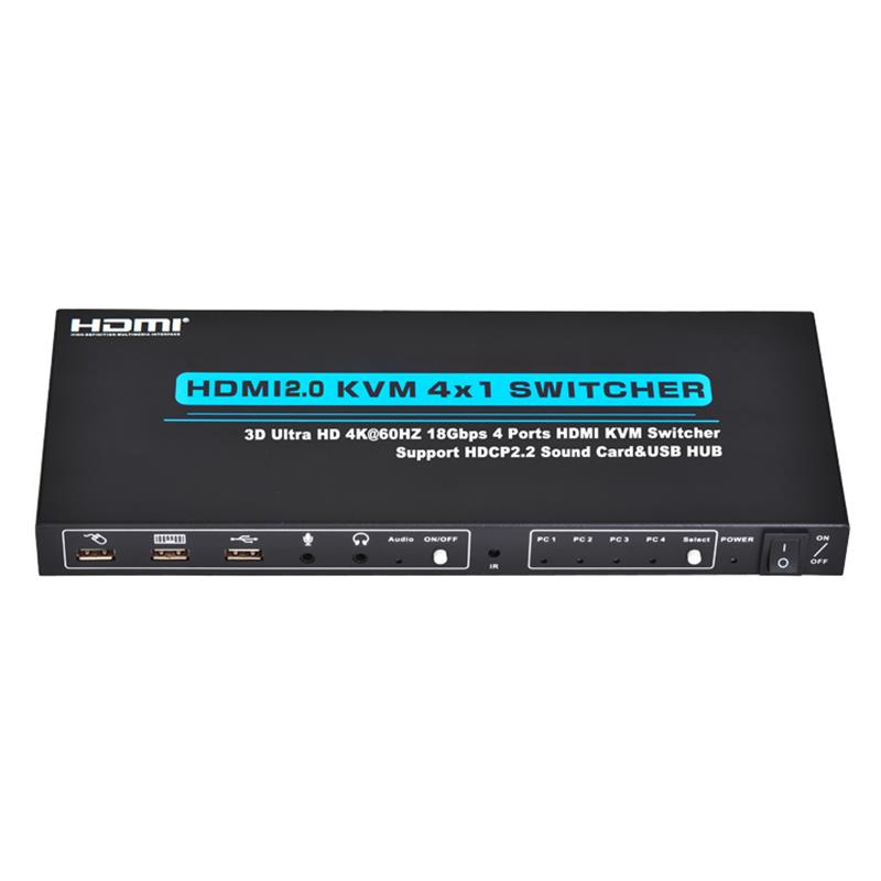 V2.0 HDMI KVM 4x1 -kytkin tukee 3D Ultra HD 4Kx2K / 60Hz