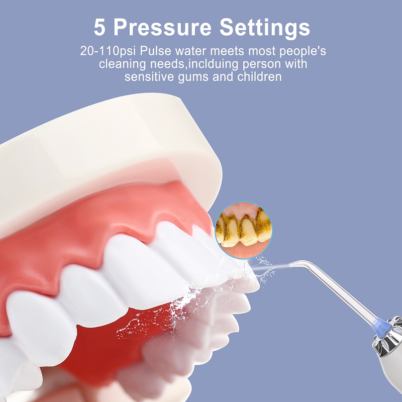 H2ofloss Water Flosser Professional -johdoton hammaslääkärin huuhtelulaite - kannettava ja ladattava IPX7-vedenpitävä vesikierto hammasten puhdistukseen, 300 ml säiliö kotiin ja matkoille (HF-6)