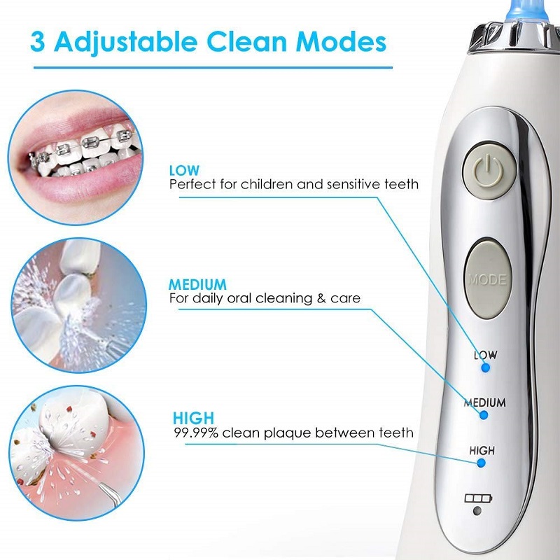 H2ofloss Water Flosser Professional -johdoton hammaslääkärin huuhtelulaite - kannettava ja ladattava IPX7-vedenpitävä vesikierto hammasten puhdistukseen, 300 ml säiliö kotiin ja matkoille (HF-5)