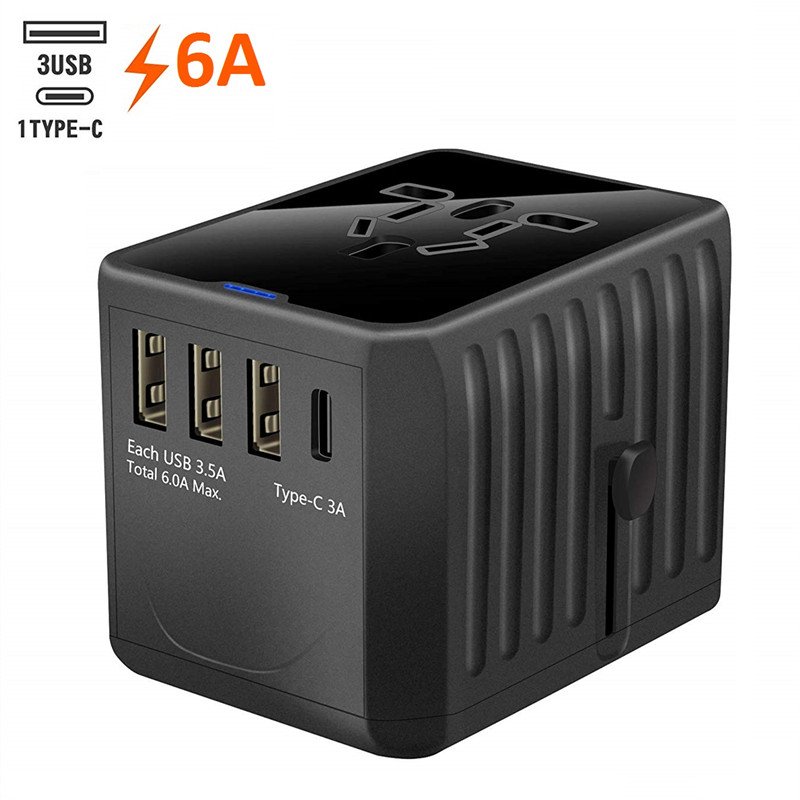 RRTRAVEL International Travel Adapter Universal -virtasovitin maailmanlaajuisesti Kaikki yhdellä 4 USB-liittimellä Täydellinen Euroopan Yhdysvalloissa, EU: ssa, Iso-Britanniassa, AU 160 -maissa