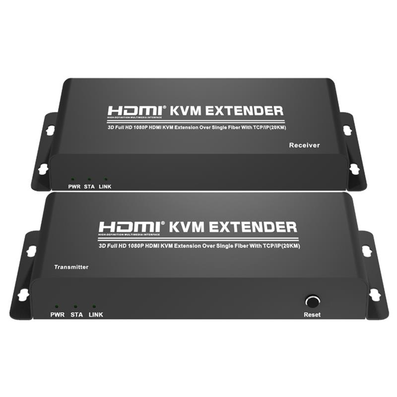 HDMI KVM -laajennus yli yhden kuidun TCP / IP-yhteydellä (20 kt) Tukee Full HD 1080P: tä