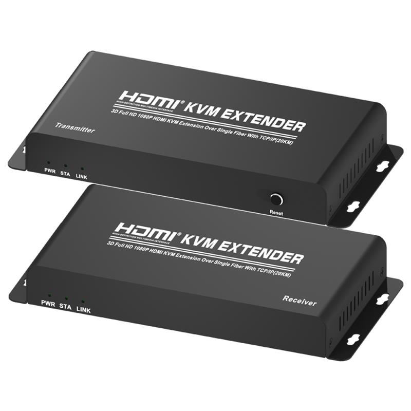 HDMI KVM -laajennus yli yhden kuidun TCP / IP-yhteydellä (20 kt) Tukee Full HD 1080P: tä