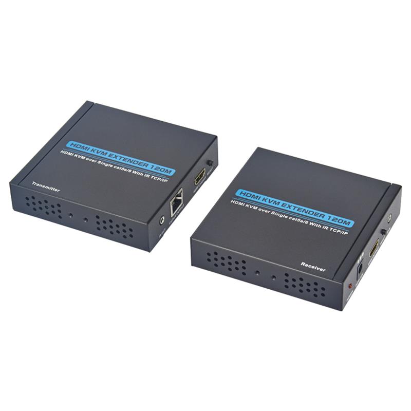 HDMI KVM -laajennus 100 m yli yhden cat5e / 6: n. Tukee Full HD 1080P TCP / IP: tä