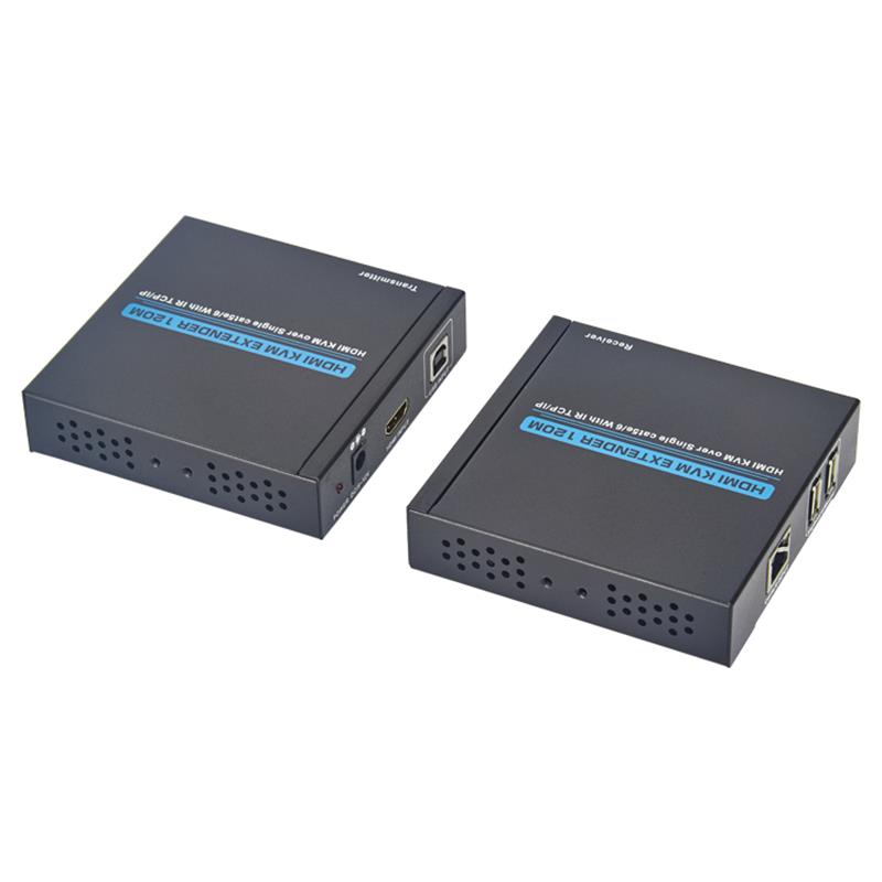 HDMI KVM -laajennus 100 m yli yhden cat5e / 6: n. Tukee Full HD 1080P TCP / IP: tä