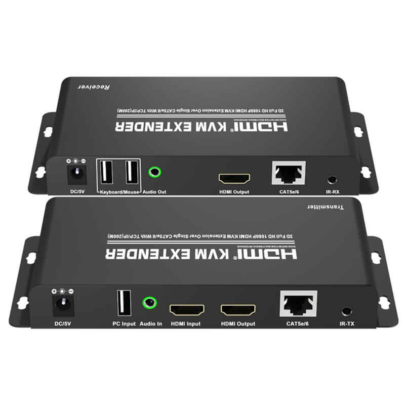 HDMI KVM -laajennus 200 m yli yhden CAT5e / 6 TCP / IP-tuella Full HD 1080P