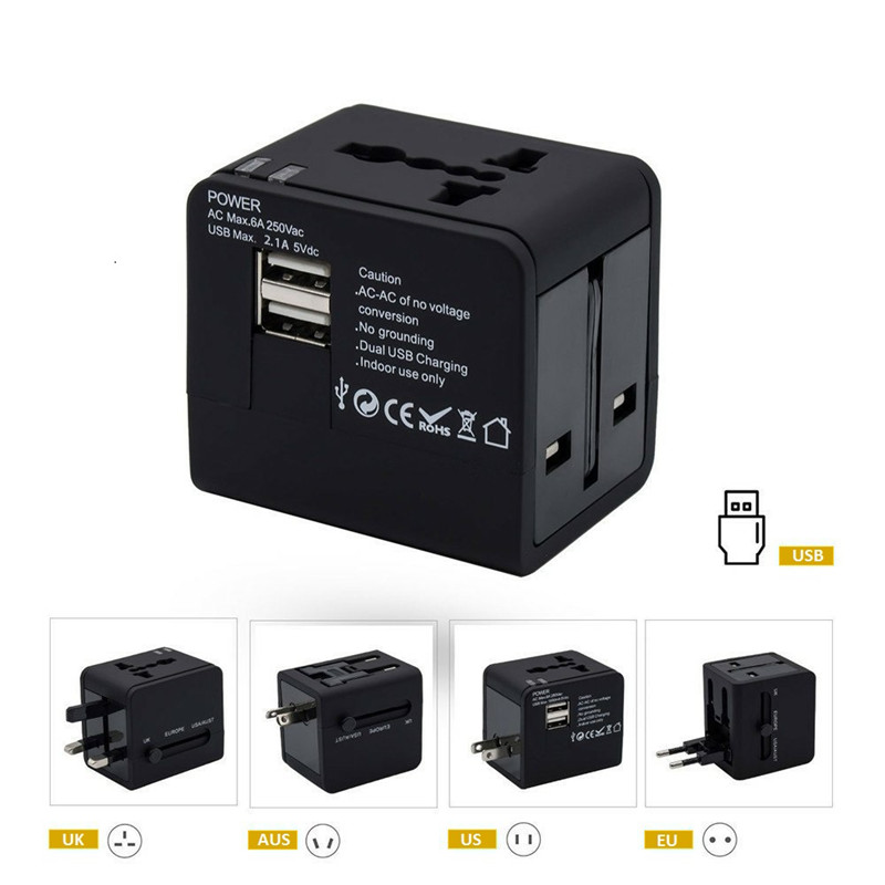 RRTRALVEL paras matkalahja universal Travel adapter, jossa on 2 usb AUS US UE UK plug kaikki yhden adapter in