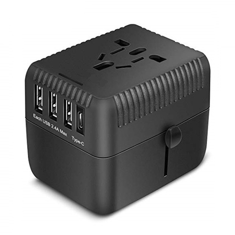 RRTRACVEL Universal Travel Adapter, All in One International Power Adapter, with 3 USB + 1 Type-C Charing Ports, European Plug Adapter, AC Outlet Plug Adapter for European, US, UK, AU 160+ Maat