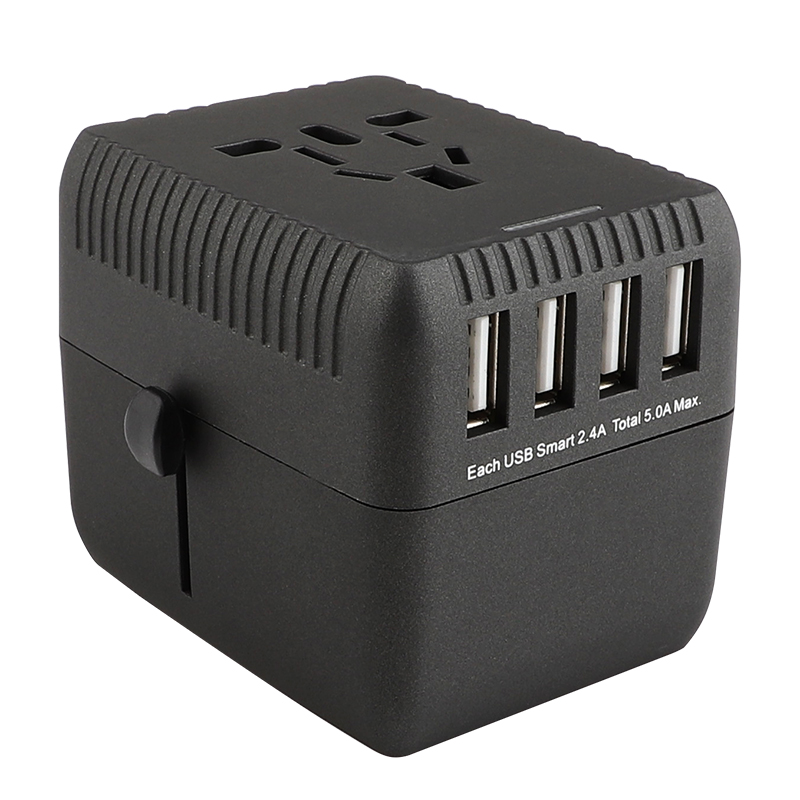 RRTRACVEL Universal Travel Adapter, International Power Adapter, Worldwide Plug Adaptor with 4 USB Ports, High Speed 5A Wall Charger, Kaikki yksi AC Socket for USA UK AUS Europe Asia Cell Phone Lapt