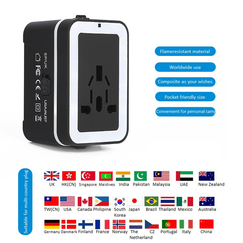 RRTRAVEL Travel Adapter, yleinen kansainvälinen virtalähde, jossa on 2 USB-porttia ja eurooppalainen pistokesovitin, hyvä matkapuhelimen kannettavalle yli 150 maassa