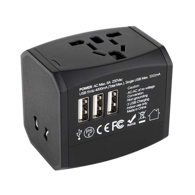 RRTRAVEL Universal Travel Adapter, monitoimilaite, kansainvälinen virtalähde, jossa 4A 3 USB, eurooppalainen adapteri, matkavirtasovitin, seinälaturi UK, EU, AU, Aasia kattaa 150 + maat