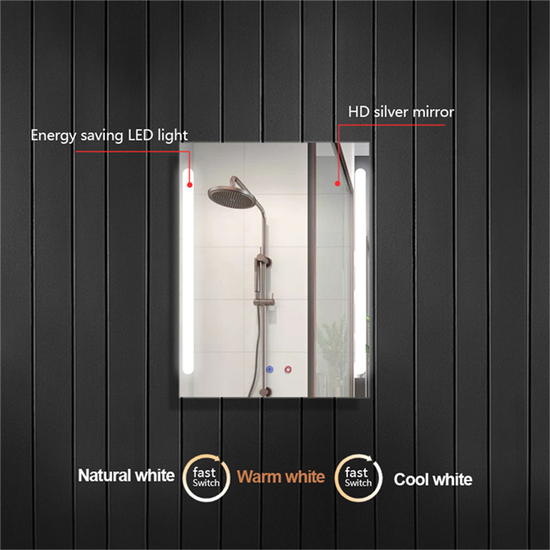 Lämmitys Fog Free Wall Asennettu Kylpyhuone LED- peili, jossa on kolme väriä Kylpyasusteiden valo