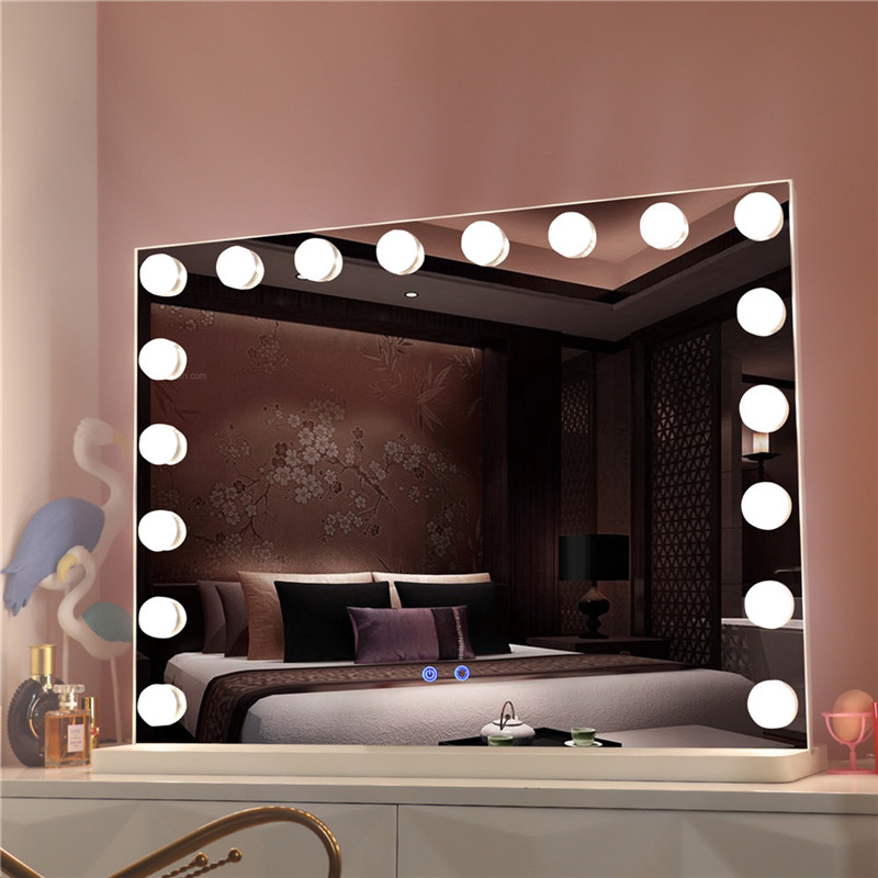 LED-valaistu pöydän turhamaisuusmeikki Hollywood Mirror 18kpl hehkulampuilla tyttöjen kosmetiikalle