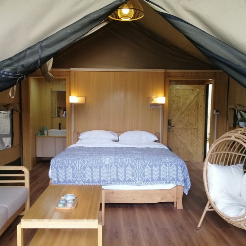 Kuuma myyntitekijä Hinta vedenpitävä PVC ja Canvas Luxury Safari Glamping Tent for Camp