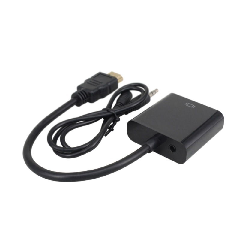 1080P HDMI VGA 15cm Cable, jossa on 3.5mm audio, valkoinen/musta väri