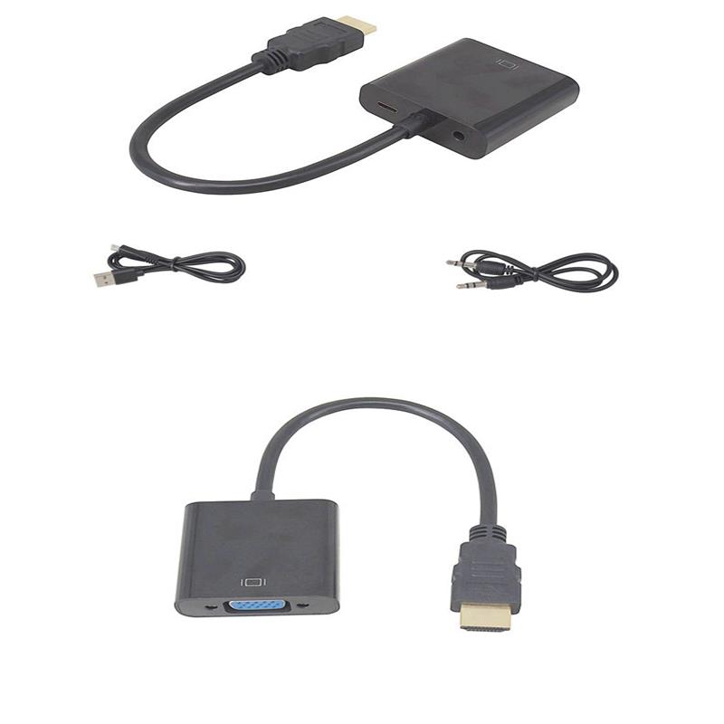 1080P HDMI VGA 15cm Cable, jossa on 3.5mm audio,Micro USB latausta varten