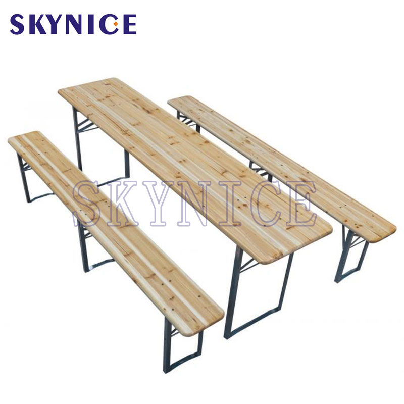 Popular Weather Resistent Garden Foldable Wooden Beer Table Set