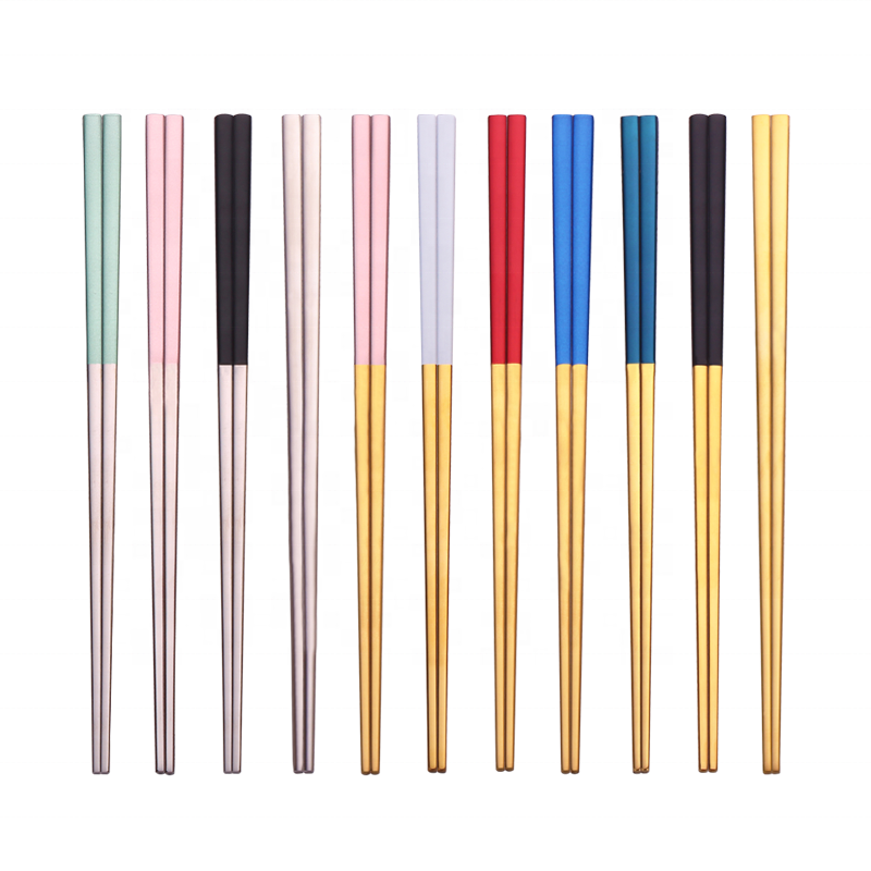 Korean oma värimetalli SUS 304 Stainless Steel Metal Titanium Chopsticks with Custom Logo