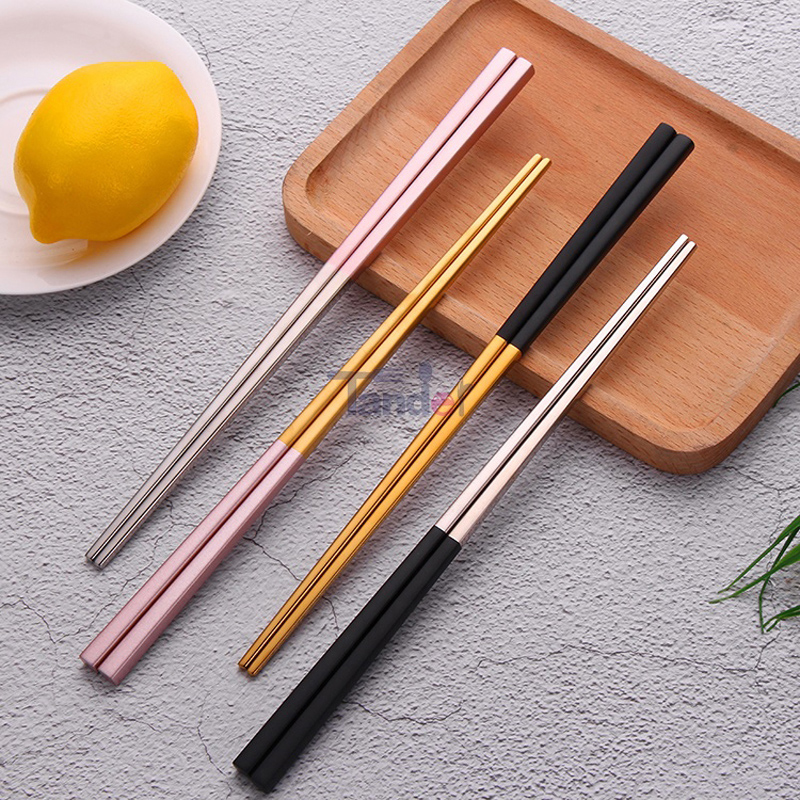 Korean oma värimetalli SUS 304 Stainless Steel Metal Titanium Chopsticks with Custom Logo