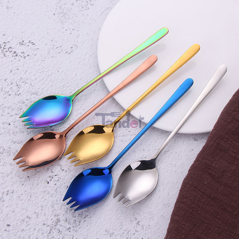inox salaattihaarukka tukku metalli retkeily uudelleen käytettävä ruostumaton teräs spork