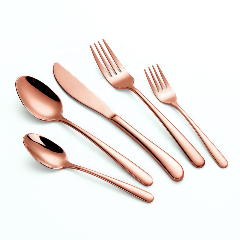 Elegantti design inox flatware asetettu varastossa ruostumaton teräs ruusuinen kulta ruokailuväline