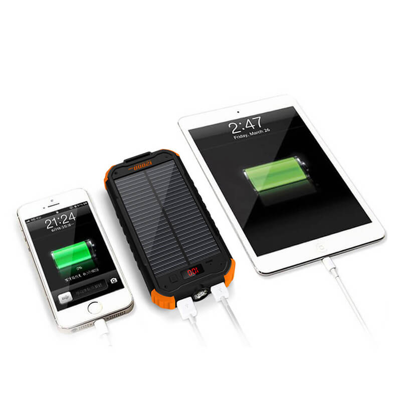 12000mAh Led Flashlight Solar Power Bank LCD Digital Display