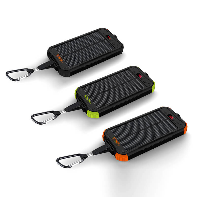 12000mAh Led Flashlight Solar Power Bank LCD Digital Display