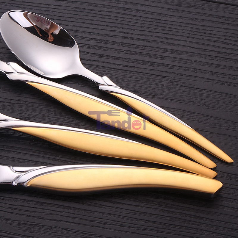 72/84/86 Gottinghen Stainless Steel Flatware Gold 86 Pcs Cuttery Set, puinen kotelo