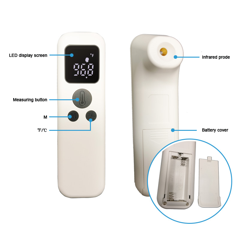 Infrapuna otsa lämpömittari aikuiselle, digitaalinen lääketieteellinen infrapuna lämpömittari kosketuksettomia kuume otsan lämpömittarin kanssa CE hyväksytty vauvalasten