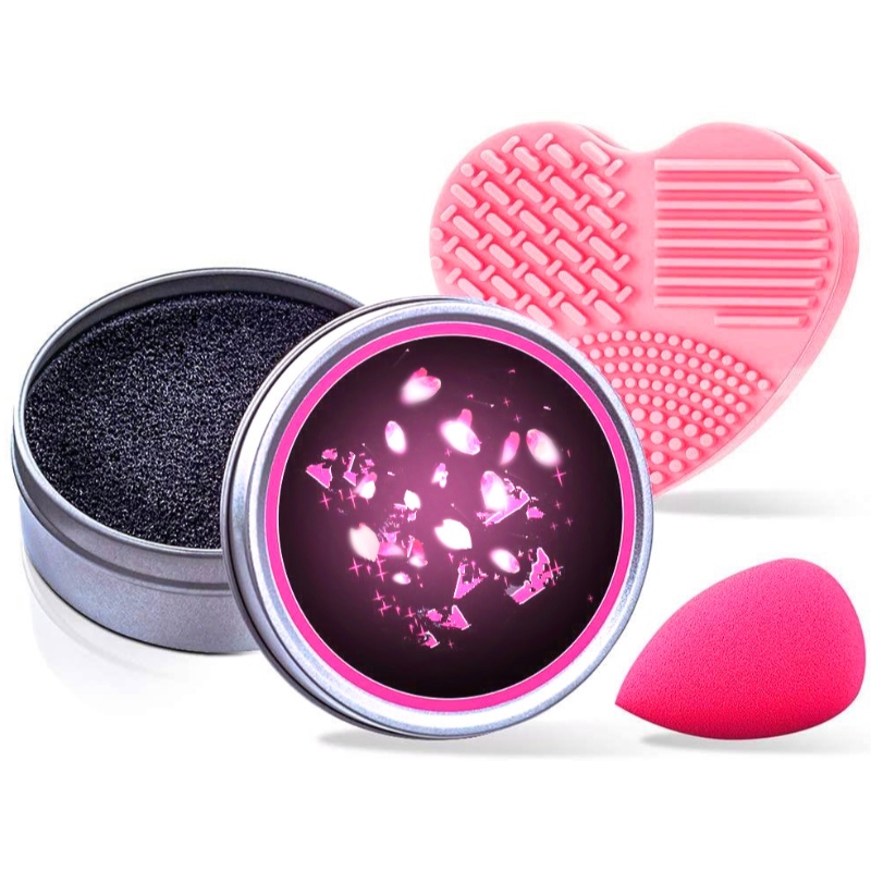 Make Cleaner Kit, värin poisto Pesusieni, Silicone Glove ja Makee Sponge Blender, Täydellinen kumppani Matkaasi - Pack of 3