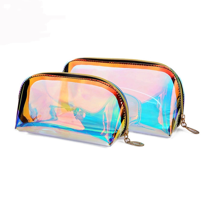 Oma läpinäkyvä TPU Holografinen kosminen pussi Personalisoitu laser Pvc Makeup Bag