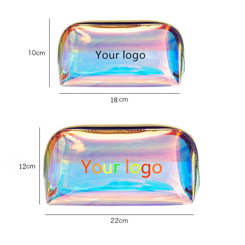 Oma läpinäkyvä TPU Holografinen kosminen pussi Personalisoitu laser Pvc Makeup Bag