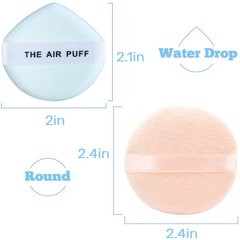 Velour Puff Make Powder Puff Puff Sponge with Air Cushion Puff Set Fluffy Powder Puff Round Sponge Cosmetic Water Drop Powder Puff Latex Free Foundation Sponge Face Puff for Dry &Use