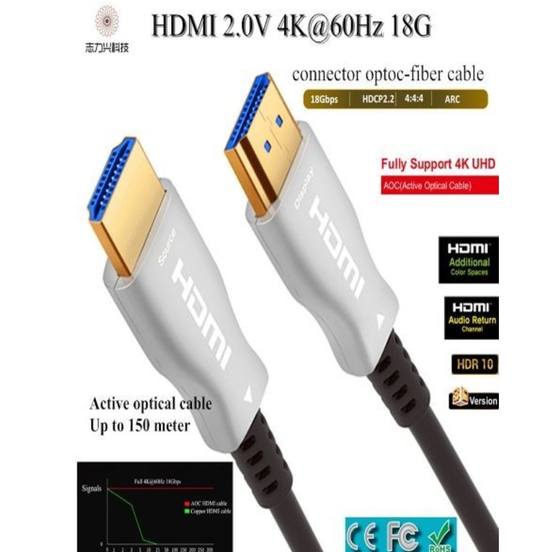 60M / 197ft nopea HDMI-kaapeli 2.0v 18G 4K @ 60Hz 3D ACR Audio- ja videokaapeli, HDMI AOC