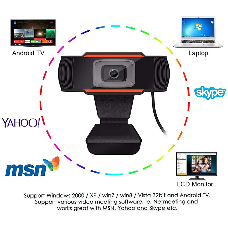 HD 1080P Computer Webcam PC Työpöytä Rottable USB 2.0 Kamera digitaalisen mikrofonin kanssa