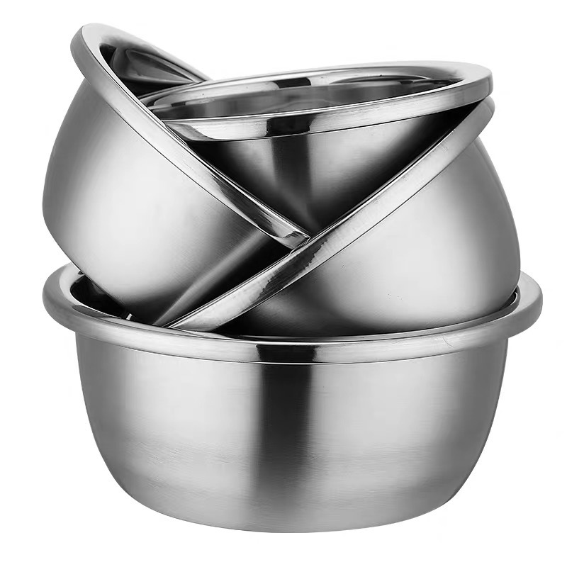 Keittiö Työkalu Stainless Steel 201/304 Kiinteä ja Durable Basin Thin Edge Basin Salad Mix Bowl