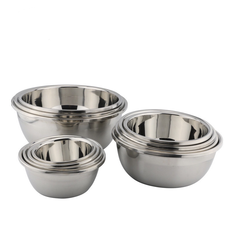 Keittiö Työkalu Stainless Steel 201/304 Kiinteä ja Durable Basin Thin Edge Basin Salad Mix Bowl