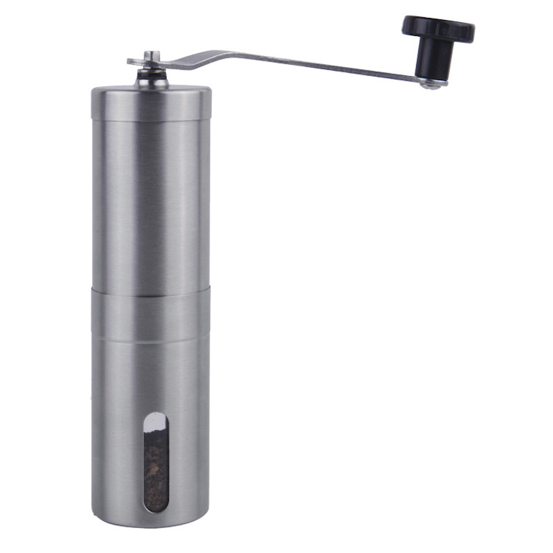 Stainless Steel Cordless Portable Manual Coffee Grinder Conical Burr Hand Coffee Bean Grinder Measuring Brush Spoon