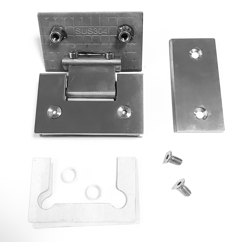 Kylpyhuoneen puristin Kylpyhuoneen lasioven puristin Ruostumattomasta teräksestä valmistettu kylpyhuonesarana Kaksinkertainen avoin kylpyhuoneen oven kiinnitin2