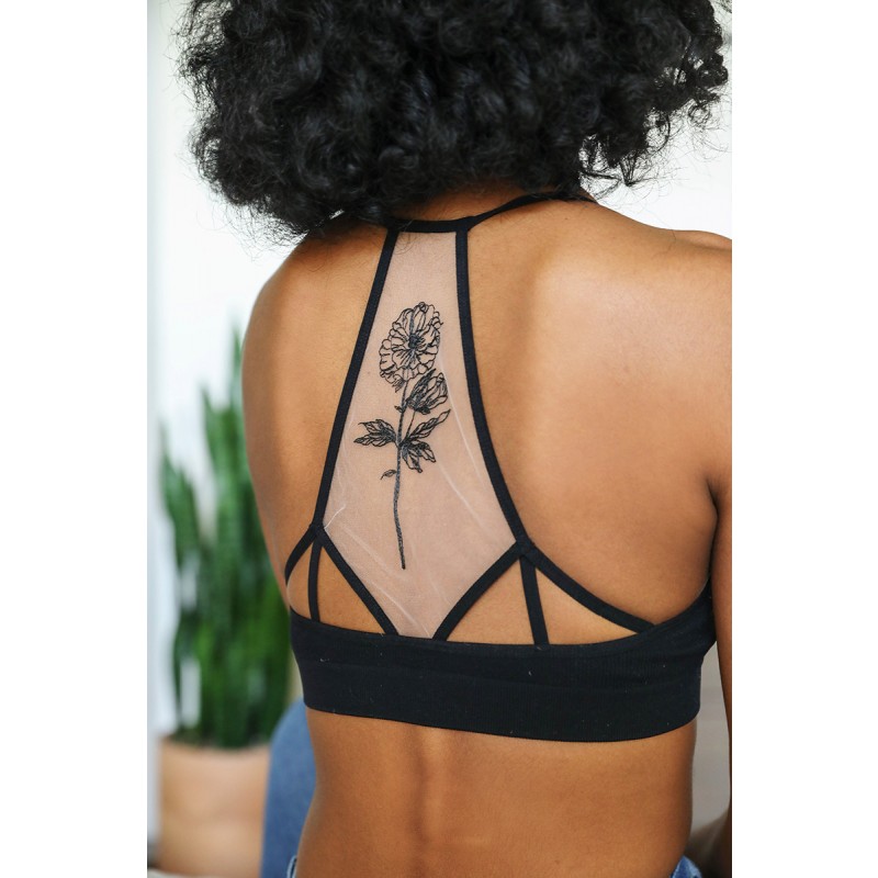 GA-5543 Flower Bloom Tattoo Mesh BRALETTE