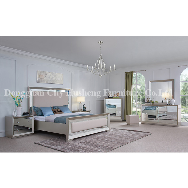 Korkealaatuinen mordernilainen muotityyli King Size Luxury Bed Grey Bedroom Huonekalut