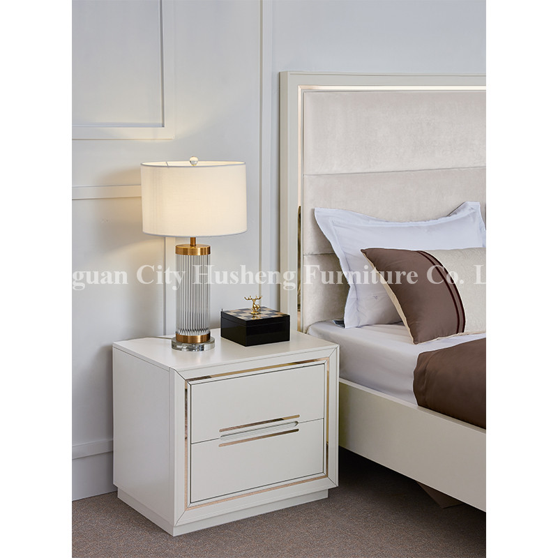 Moderni Elegant Bed Bed Room Set Furniture with High White Glossy Paint