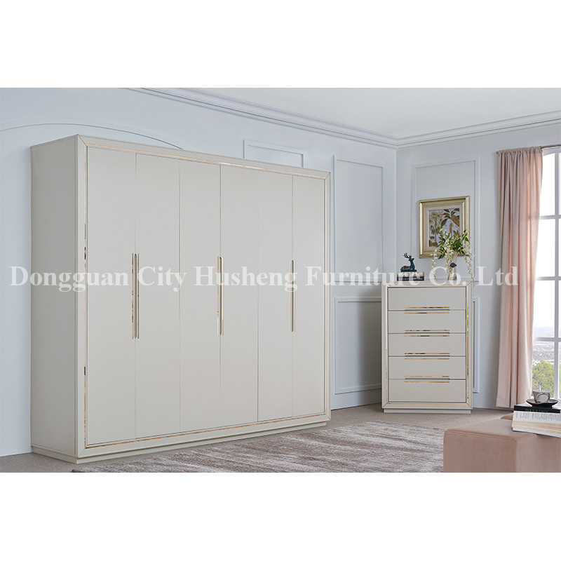 Moderni Elegant Bed Bed Room Set Furniture with High White Glossy Paint