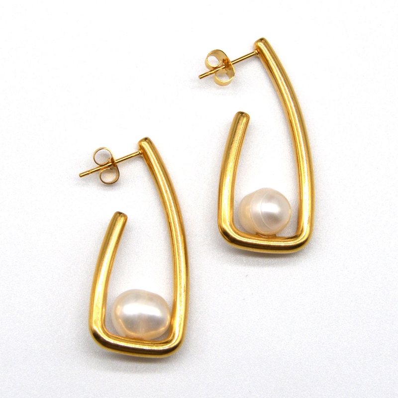 Ruostumaton Steel Pearl -korvakorut, muotikorut, muotikorut, Pearl Jewellery rfbear0023