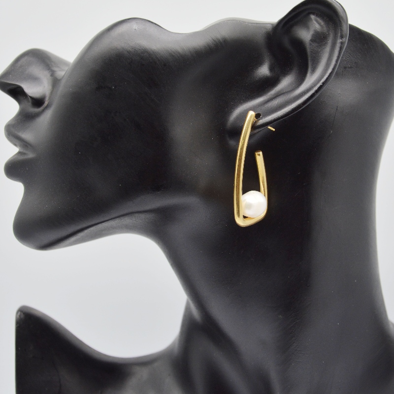 Ruostumaton Steel Pearl -korvakorut, muotikorut, muotikorut, Pearl Jewellery rfbear0023