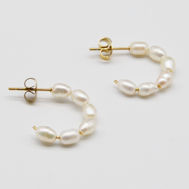 Ruostumaton Steel Pearl -korvakorut, muotikorut, muotikorut, Pearl Jewellery rfbear0066